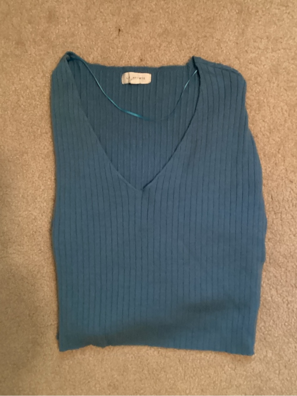 L. A. Hearts Ladies Slate Blue Ribbed Pullover V-Neck Top Size M